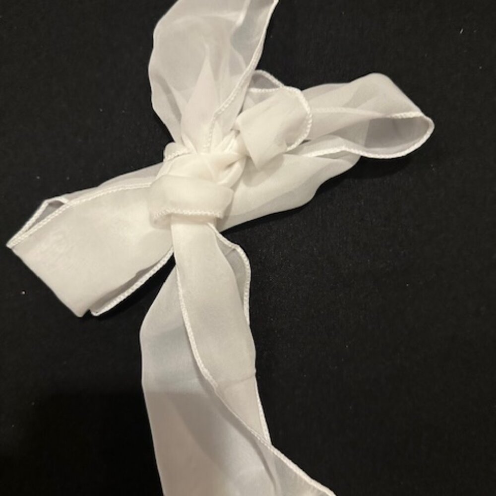 White Sheer Wide Knot Headband, scarf or Neck Tie -Women's  WHTSHR  Handmade NWT